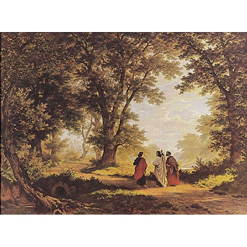 Way to Emmaus Inspirational Religious Mounted Print 12x16