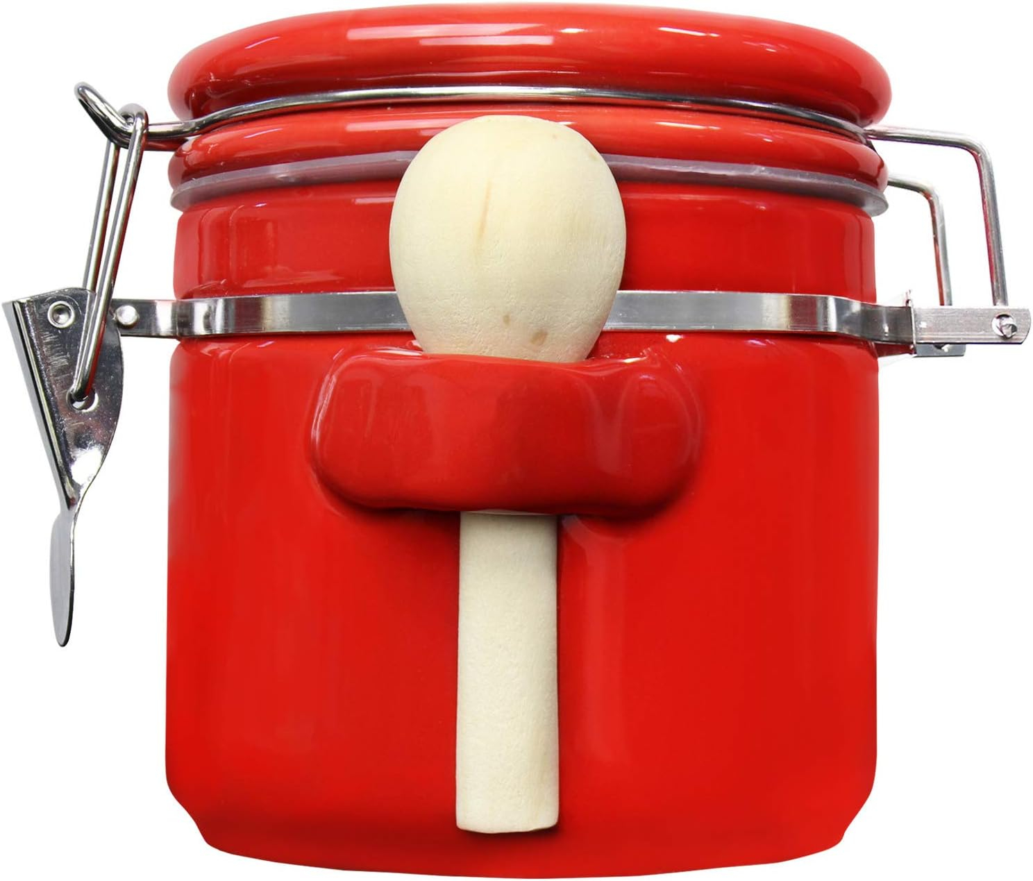 SMALL 25OZ  RED CERAMIC CANISTER