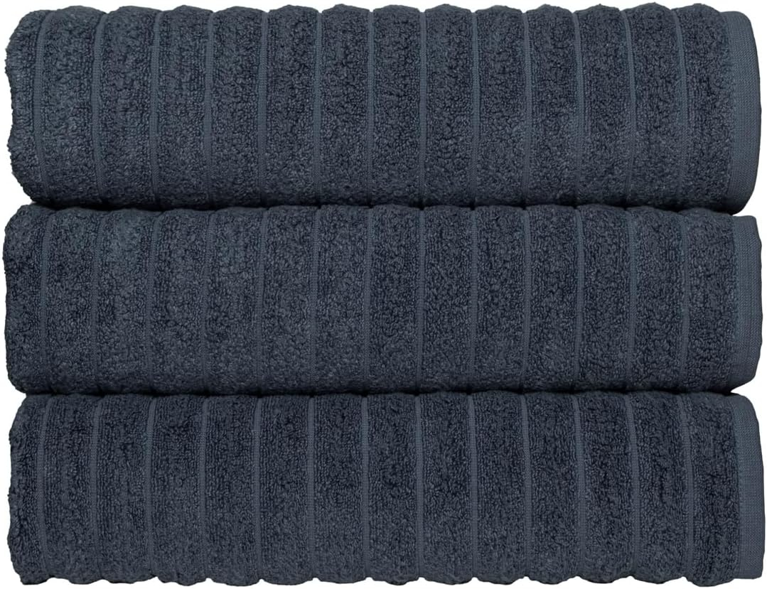 Classic Turkish Towel s Cotton Bath Sheets Set & Oversized Ribbed Towels, Ultra-Soft & Absorbent & Set of 3 - 40x65 Royal Blue