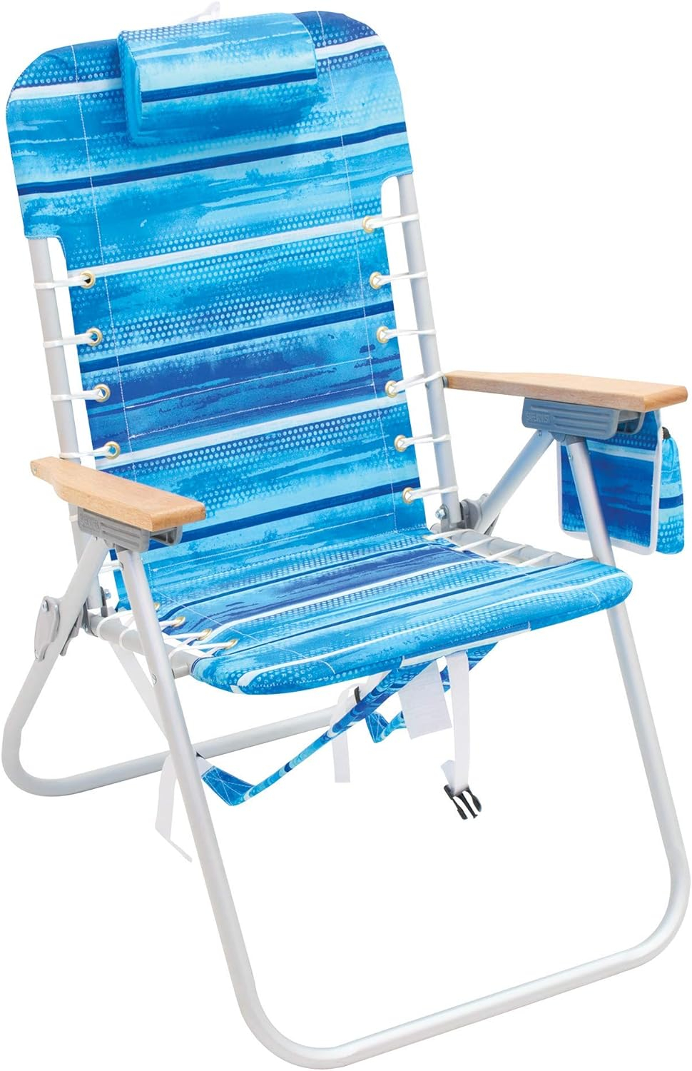 Rio Brands 4-Position Hi-Boy Backpack Beach Chair, Folding Chair for Outdoors, Stripe