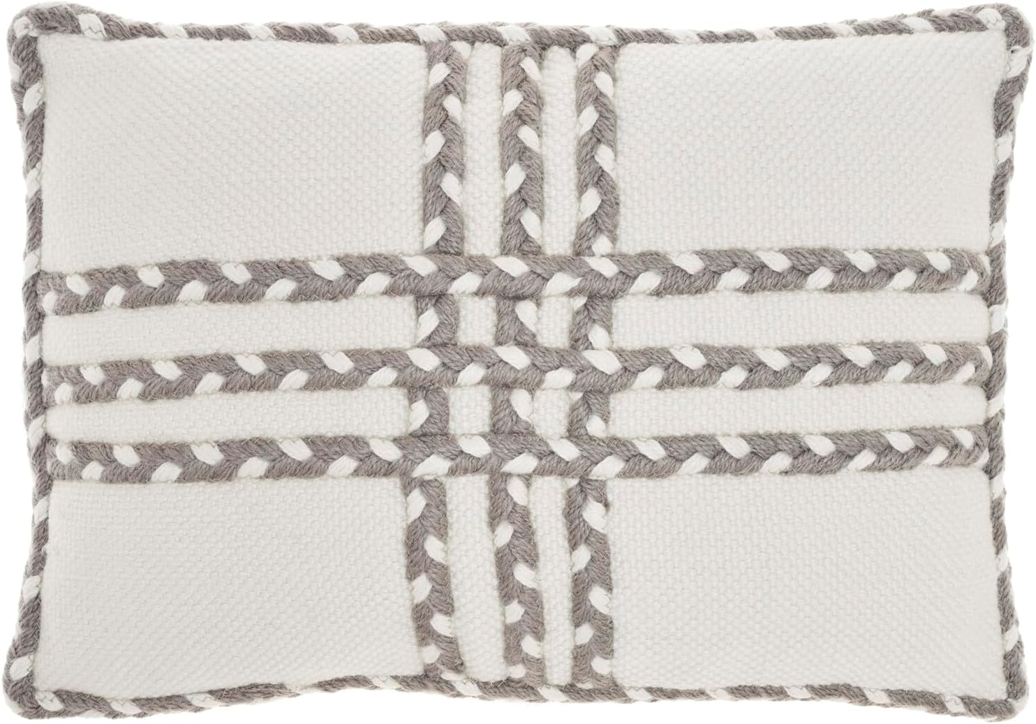 Nourison Crossed Braids Orange 14" x 20" Indoor/Outdoor Throw Pillow