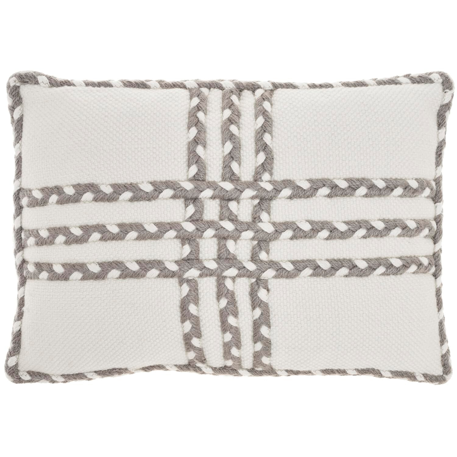 Nourison Crossed Braids Orange 14" x 20" Indoor/Outdoor Throw Pillow
