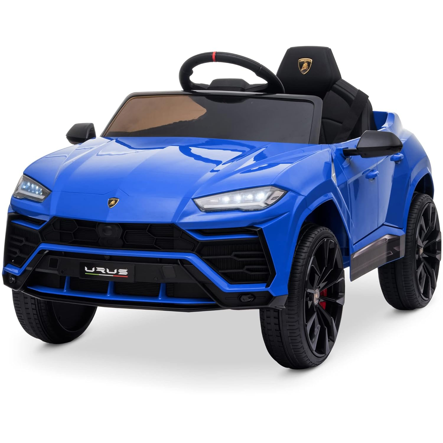 Kidzone 12V 7AH Kids Ride On Car Licensed Lamborghini Urus Electric Vehicle High/Low Speed With 2.4G Remote Control, Horn, Radio, USB Port, AUX, Spring Suspension, LED light, Blue