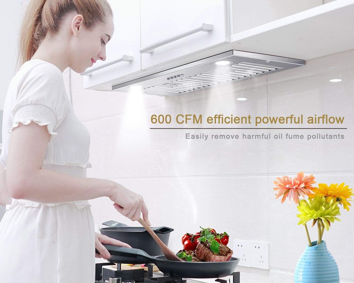 Range Hood Insert 30 inch, 600 CFM Vent Hood Insert, Ultra-quiet Range Hood Insert, Built In Kitchen Hood, Insert Range Hood, Stainless Steel range hood, IE71-30