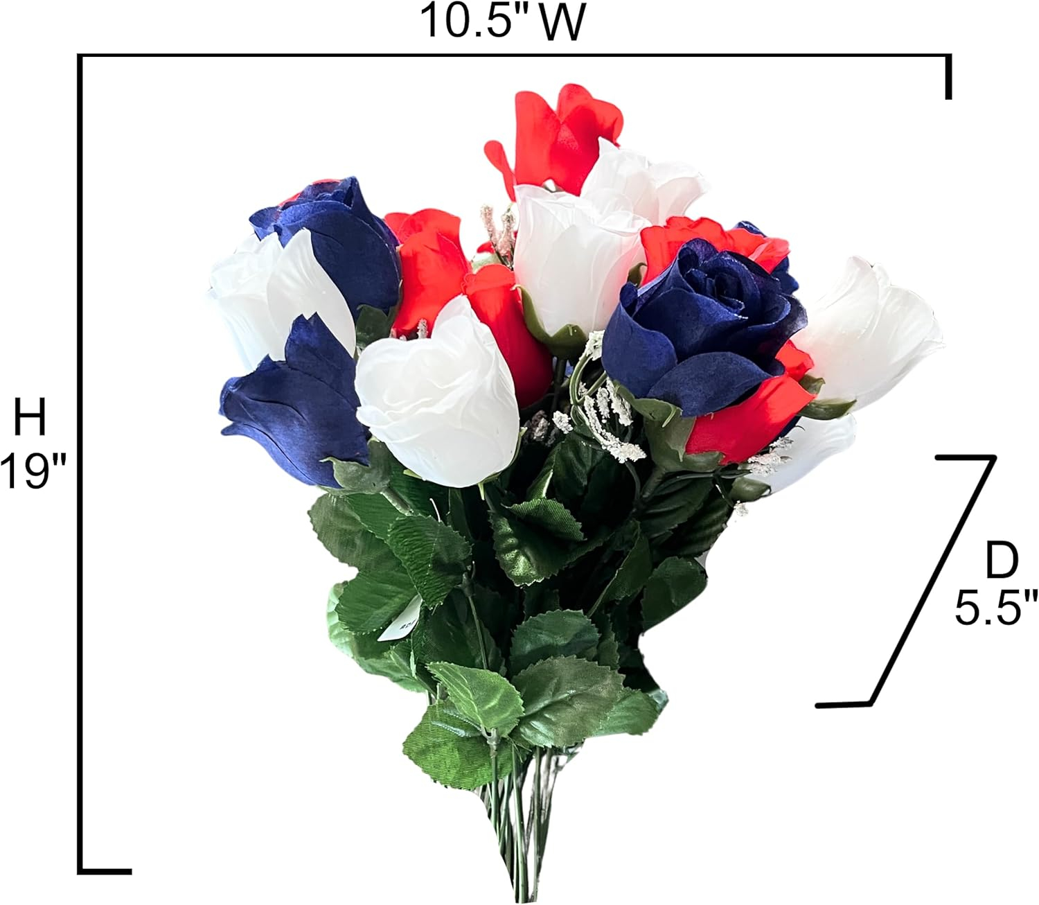 Admired By Nature 14 Stems of Blossoms Rose Flower Bush, Red/White/Blue