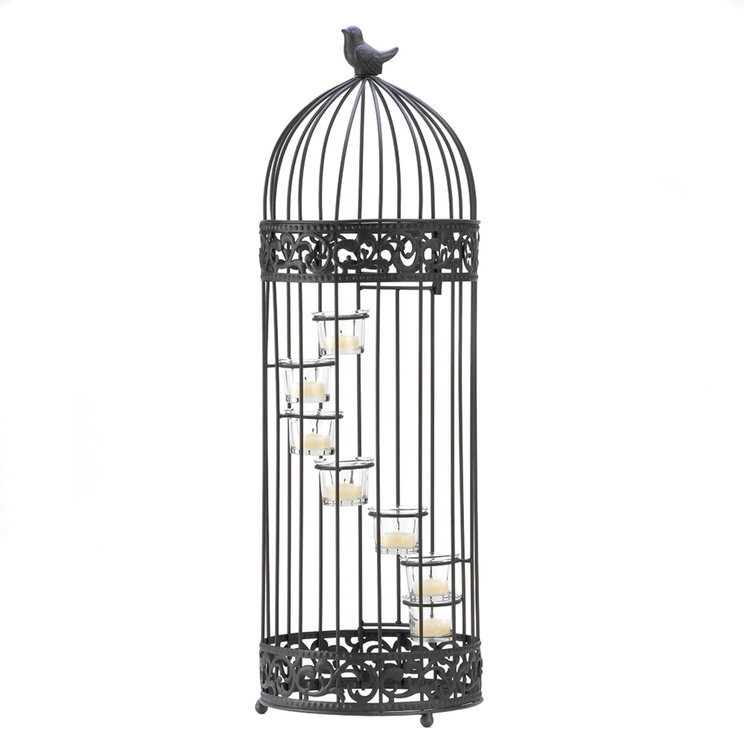 Spiral Staircase Tealight Holder with Birdcage Design