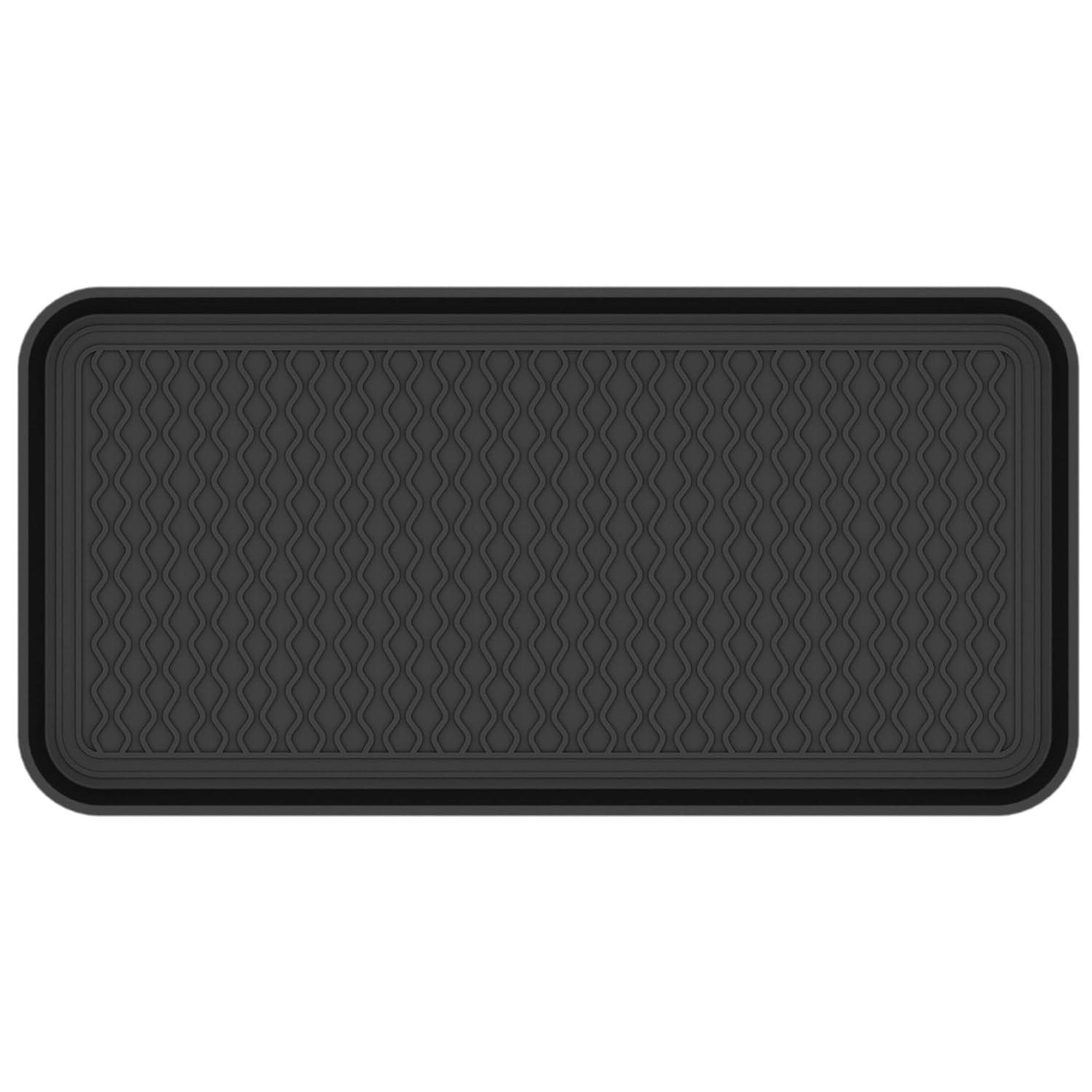 Ottomanson Easy Clean, Waterproof Indoor/Outdoor Rubber Boot Tray, 15" x 30", Black