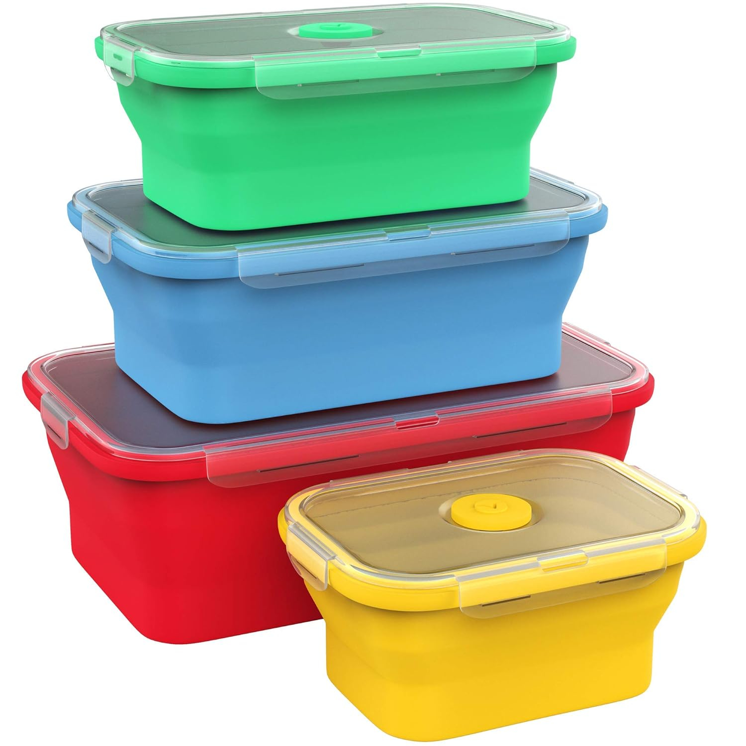 Vremi Multicolor Silicone Collapsible Airtight Food Storage Container (4 Count)