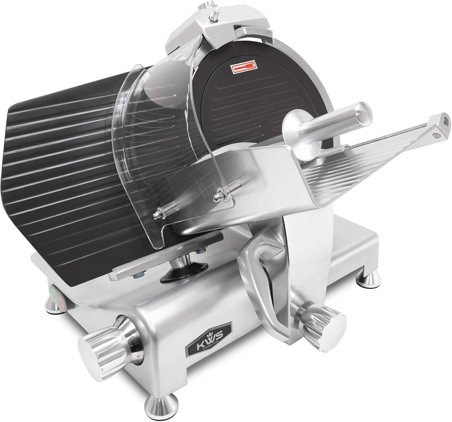 KWS MS-12ET Metal Collection Commercial 420W Electric Meat Slicer 12-Inch with Non-sticky Teflon Blade & Extended Back Space, Frozen Meat/Cheese/Food Slicer Low Noises Commercial and Home Use