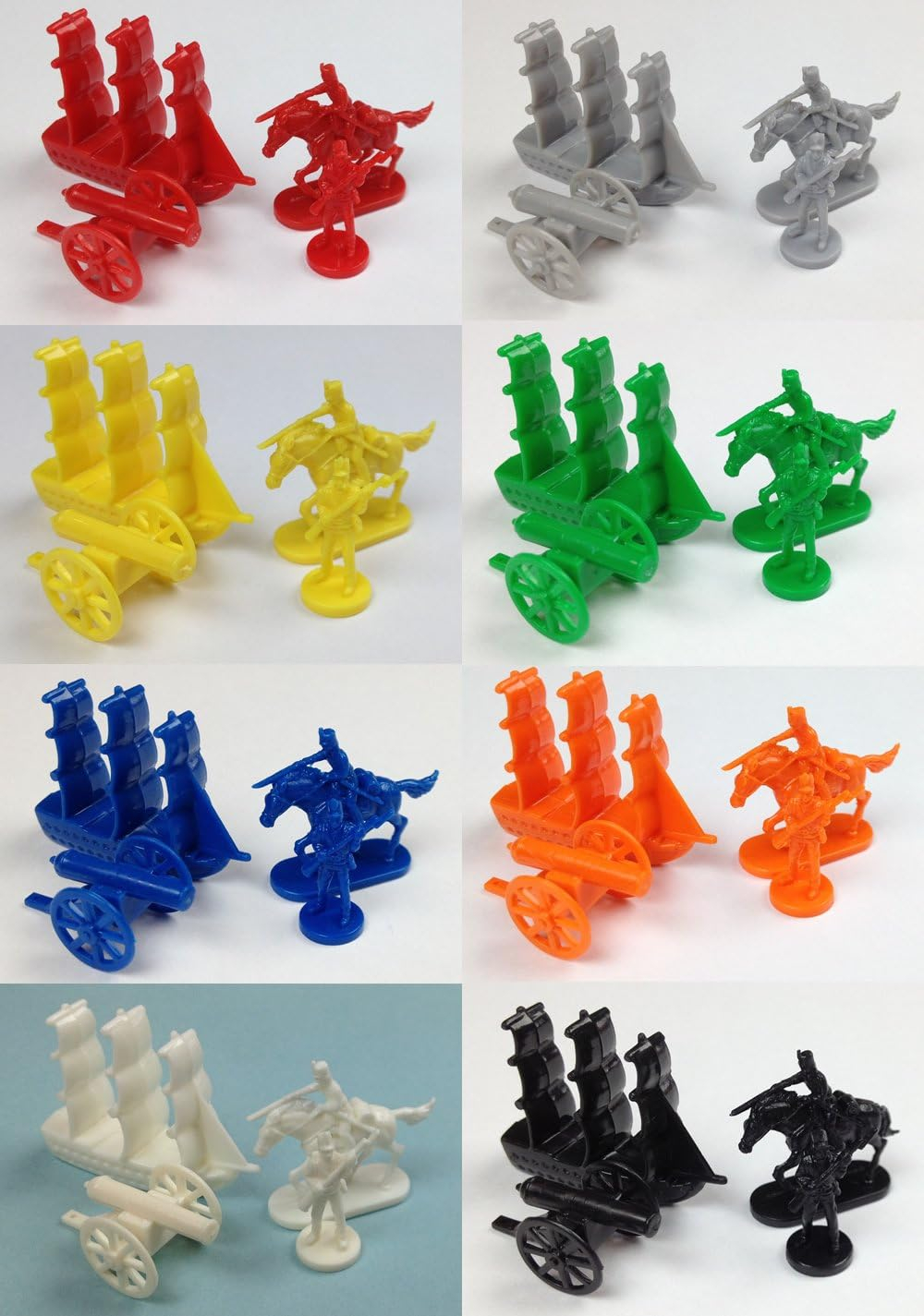 Napoleonic & Civil War Military Miniatures (Set of Eight Colors): Plastic Toy Soldiers Set: Infantry, Cavalry, Artillery, Ships
