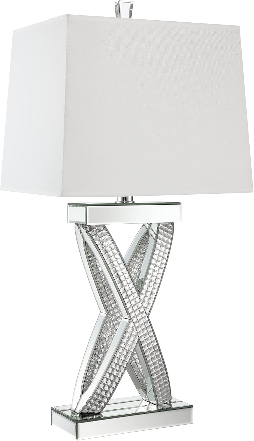 Coaster Contemporary Wood Table Lamp with Rectangle Shade in Mirrored