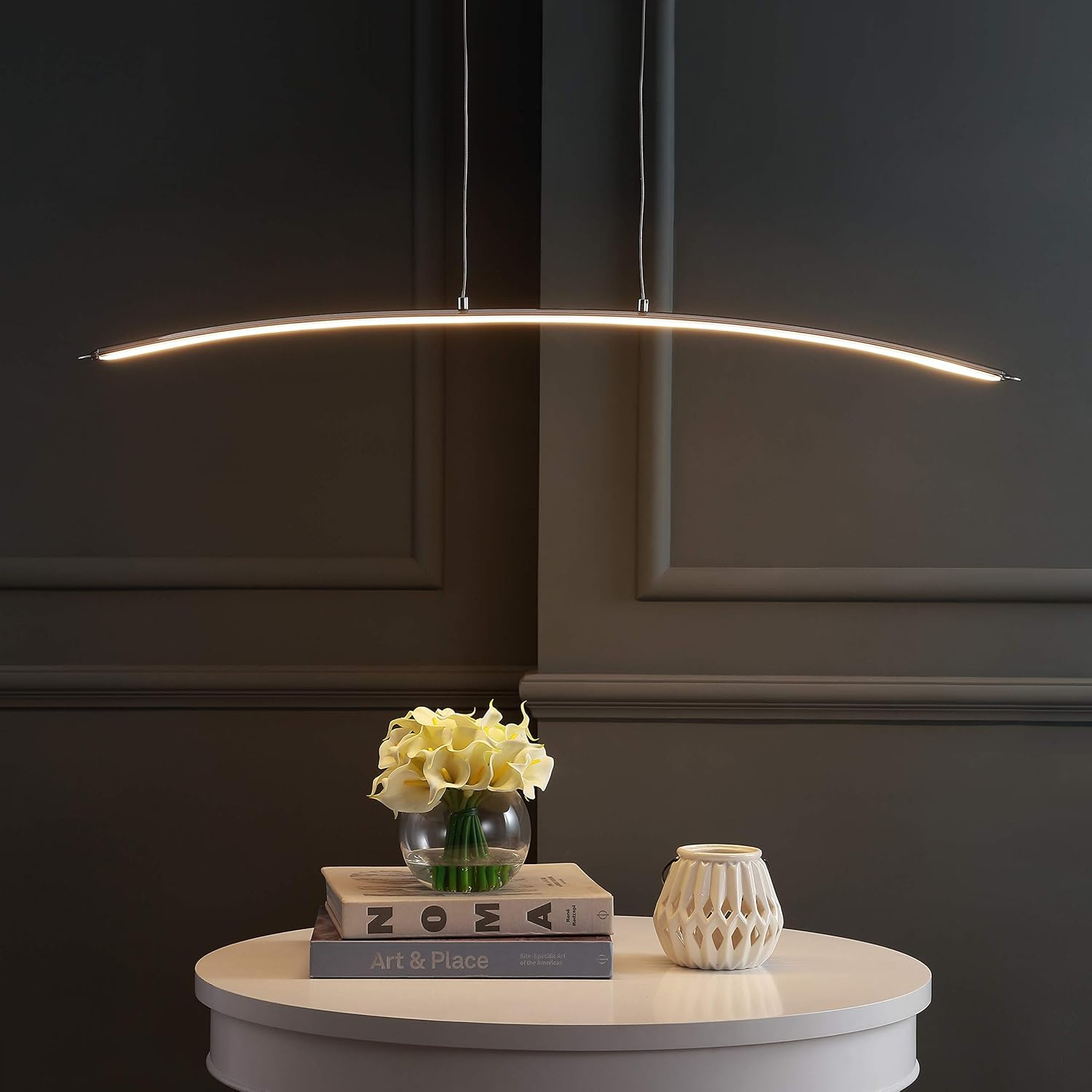 JONATHAN Y JYL7012A Roxanna 41.5" Dimmable Adjustable Integrated LED Metal Linear Pendant Minimalistic Modern Contemporary Dining Room Living Room Kitchen Foyer Bedroom Hallway, Chrome