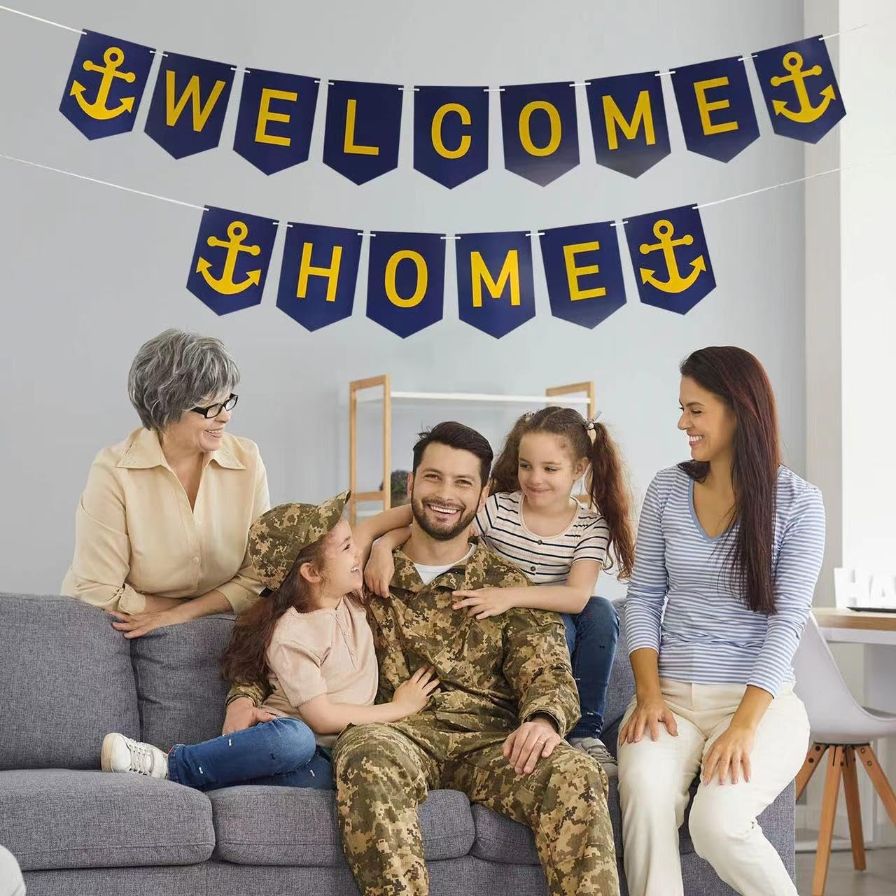 SJJCHU Military Navy Welcome IFF17 Home Banner,Patriotic Navy Deployment Returning Back Naval Soldier Homecoming Party Decoration(Navy)