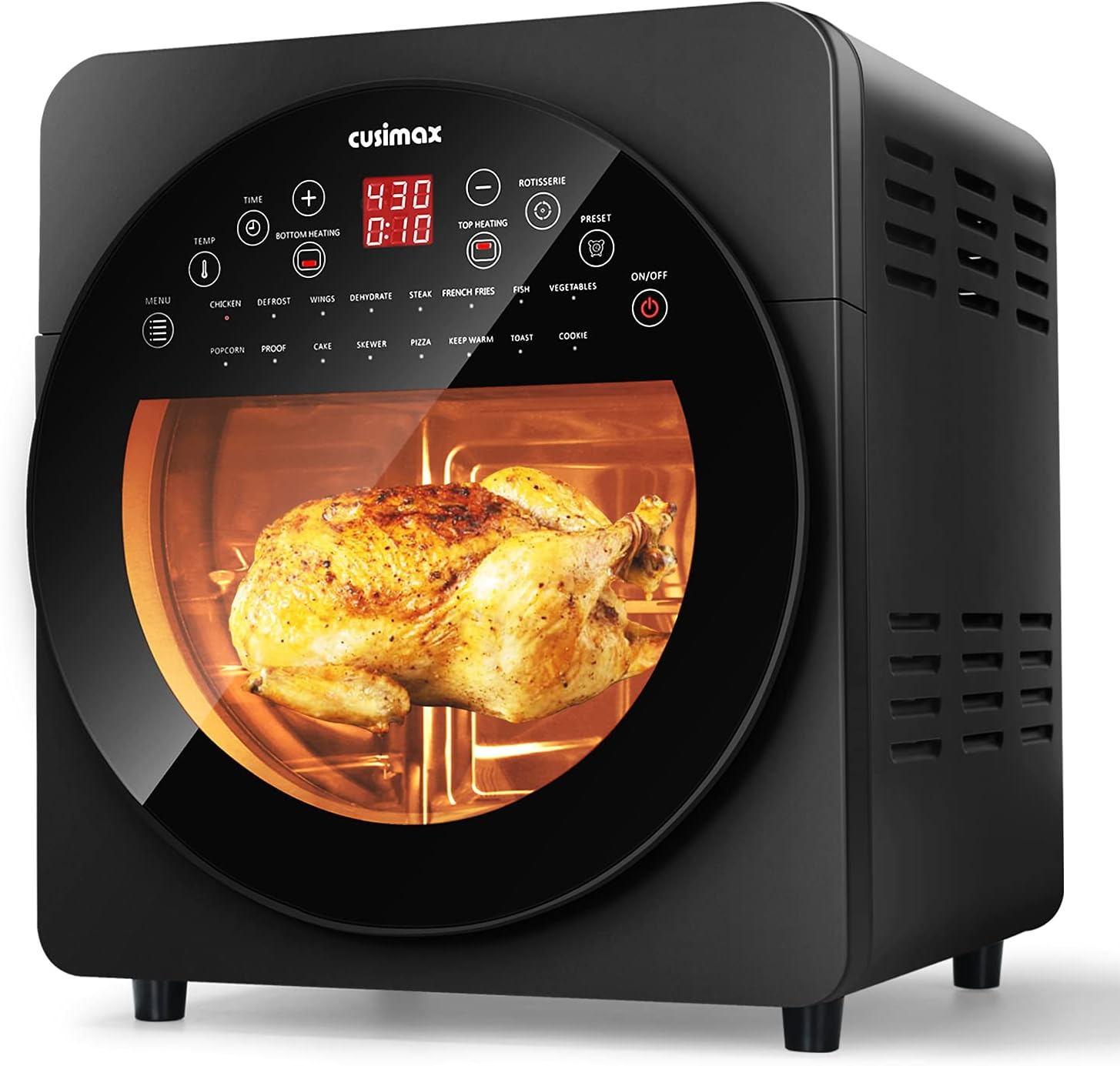 CUSIMAX Air Fryer Toaster Oven, 15.5 Quart Air Fryer Combo, 16-in-1 Air Fryer Toaster Oven, Large Convection Roaster with Rotisserie & Dehydrator, Rich Accessories, Digital Controls,Black