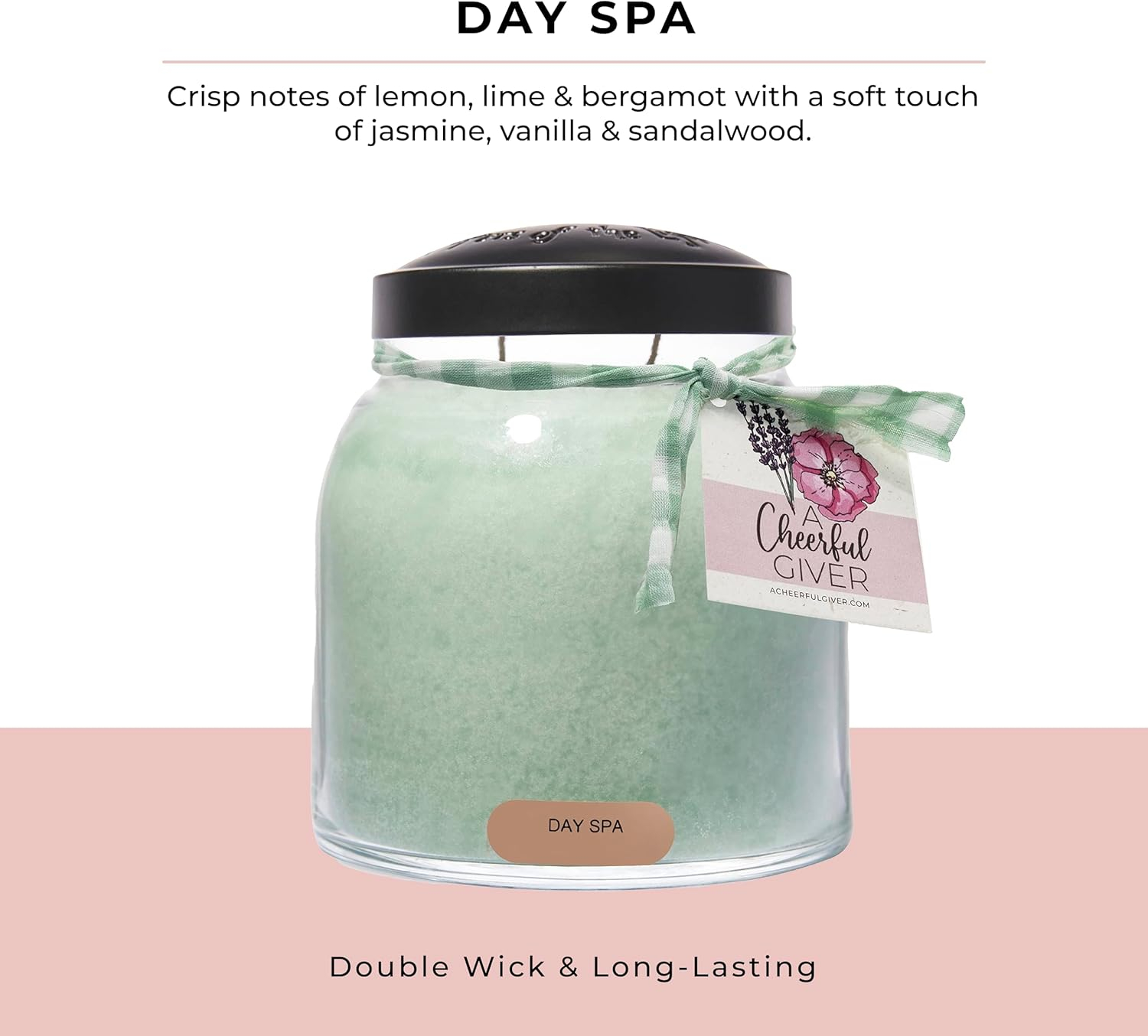 A Cheerful Giver — Day Spa - 34oz Papa Scented Candle Jar with Lid - Keepers of the Light - 155 Hours of Burn Time, Gift Candle, Green