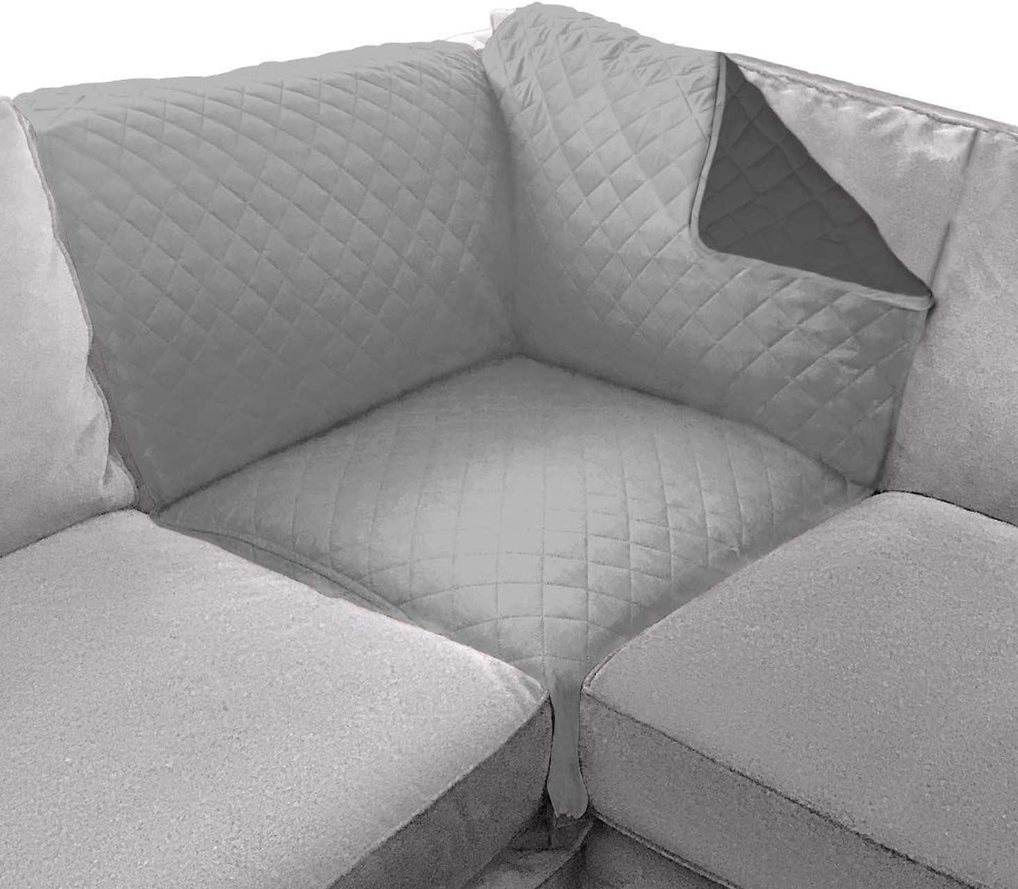Sofa Shield Sectional Slip Cover, Large Cushion Protector for 30x30" Seat, Light Gray Charcoal
