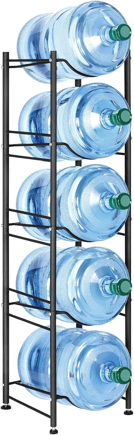 Black Steel 5-Tier Water Jug Storage Rack