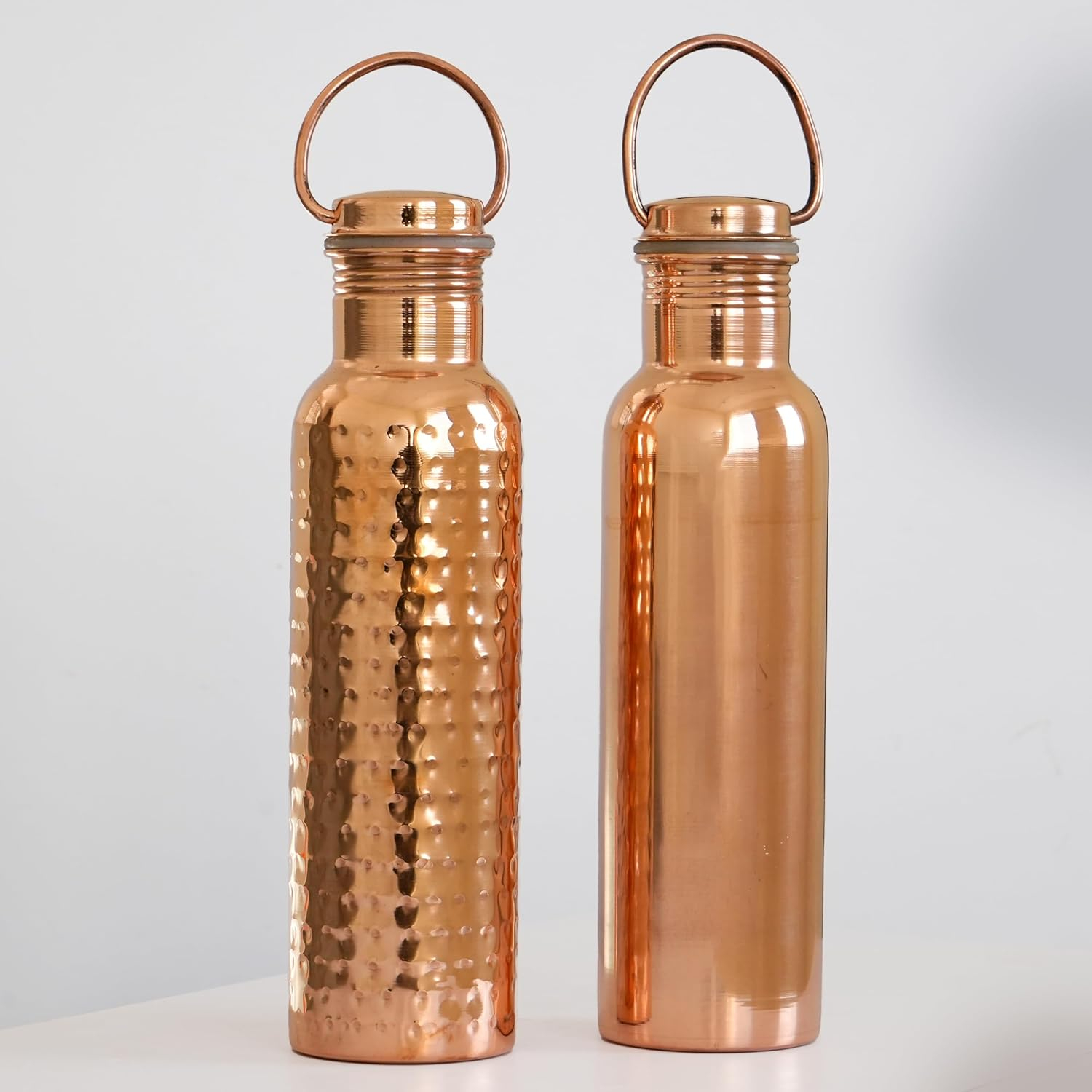 Hammered Design Pure Copper Water Bottle Seamless Leakproof Water Bottle For Home, Office, Hotel, Travelling and Gifting Drink More Water and Immediately Reap the Health - 33.81 Fl Oz