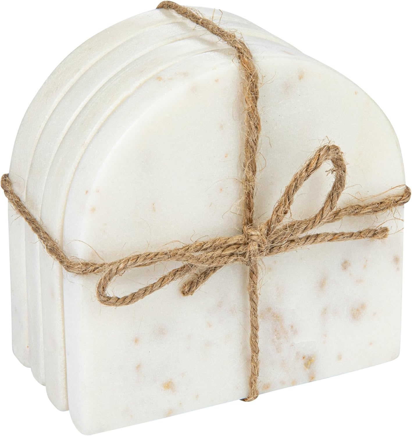 Bloomingville Modern Arched Marble Coasters, Set of 4, White