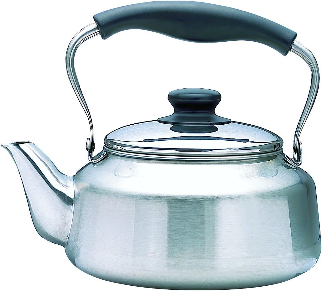 Sori Yanagi Stainless Steel Kettle, 0.6 gal (2.5 L), Induction Compatible, Mirror
