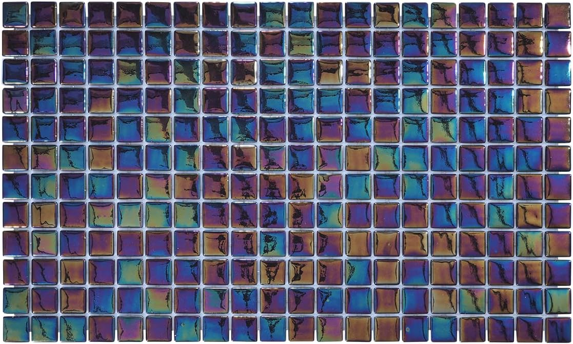 Dark Iridescent Recycled Glass Mosaic Tile for Walls and Floors