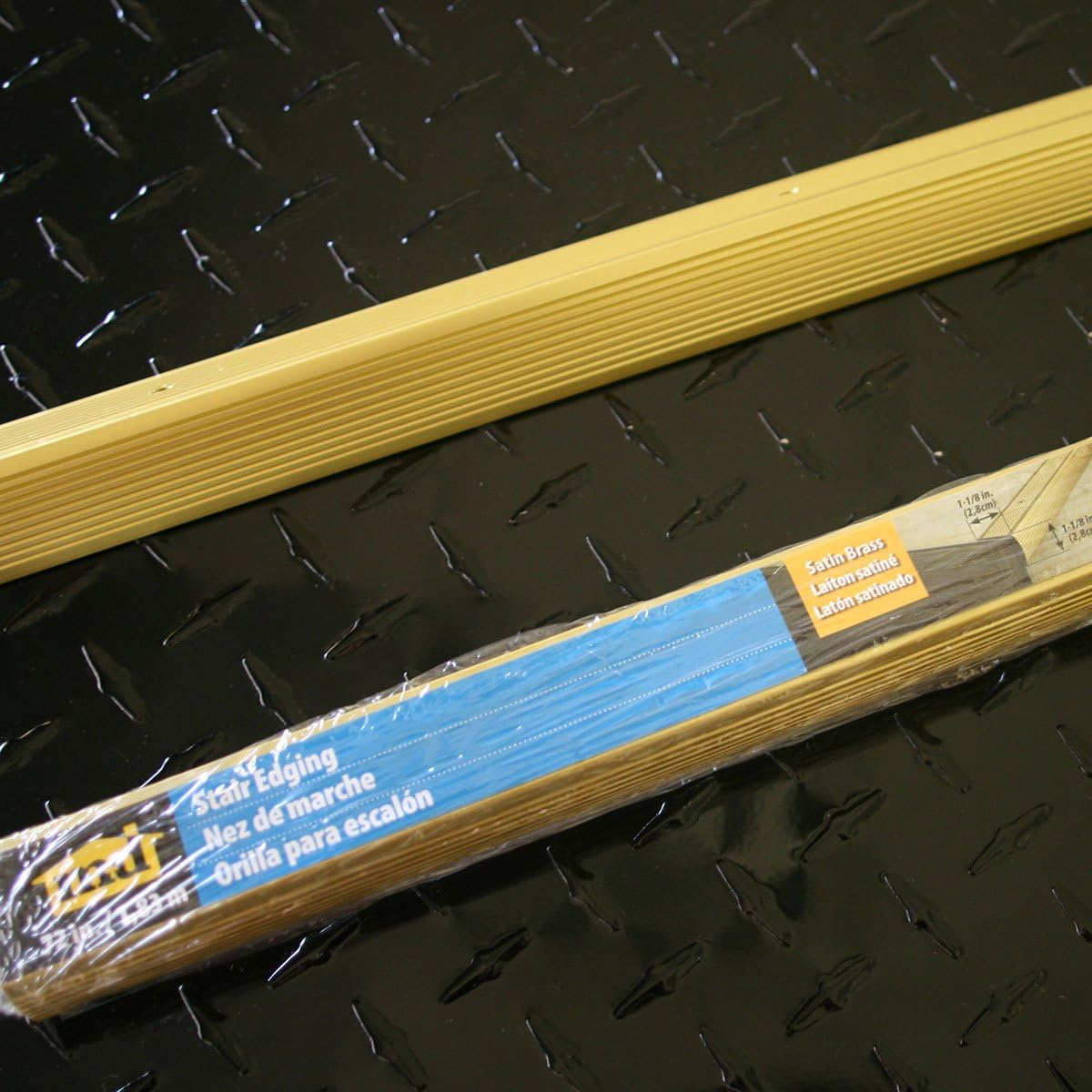 M-D Building Products 79103 1-1/8 In. X 1-1/8 In. X 72 In. Satin Brass Aluminum Stair Edging w/ Screw Nails