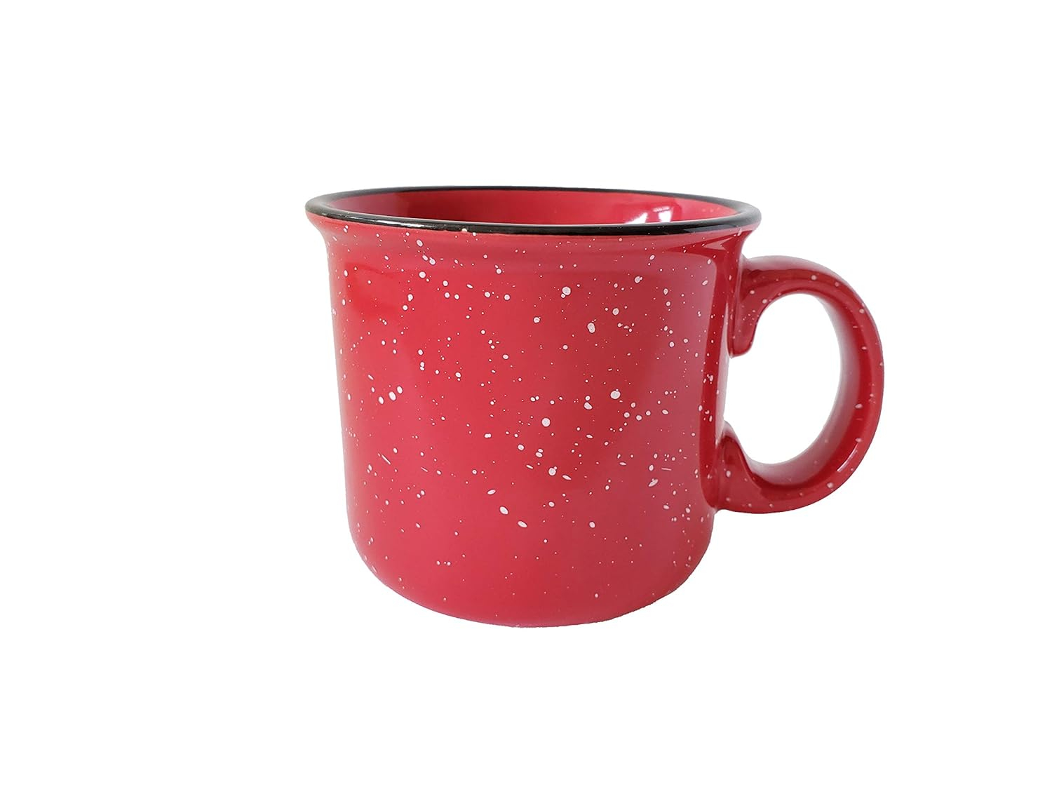 14oz Ceramic Campfire Coffee Mug (Set of 4), Red with Speckled Finish - Durable Thick Walled Camping Style Cup for Outdoors or Home