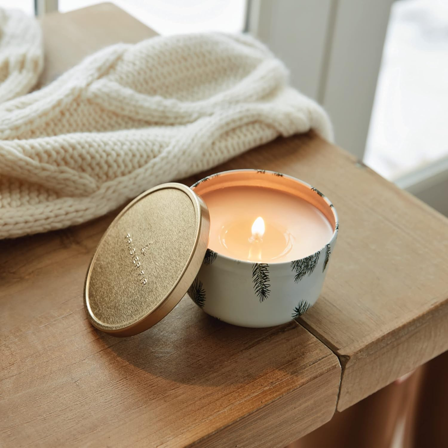 THYMES - Frasier Fir Poured Candle Tin, Gold Lid