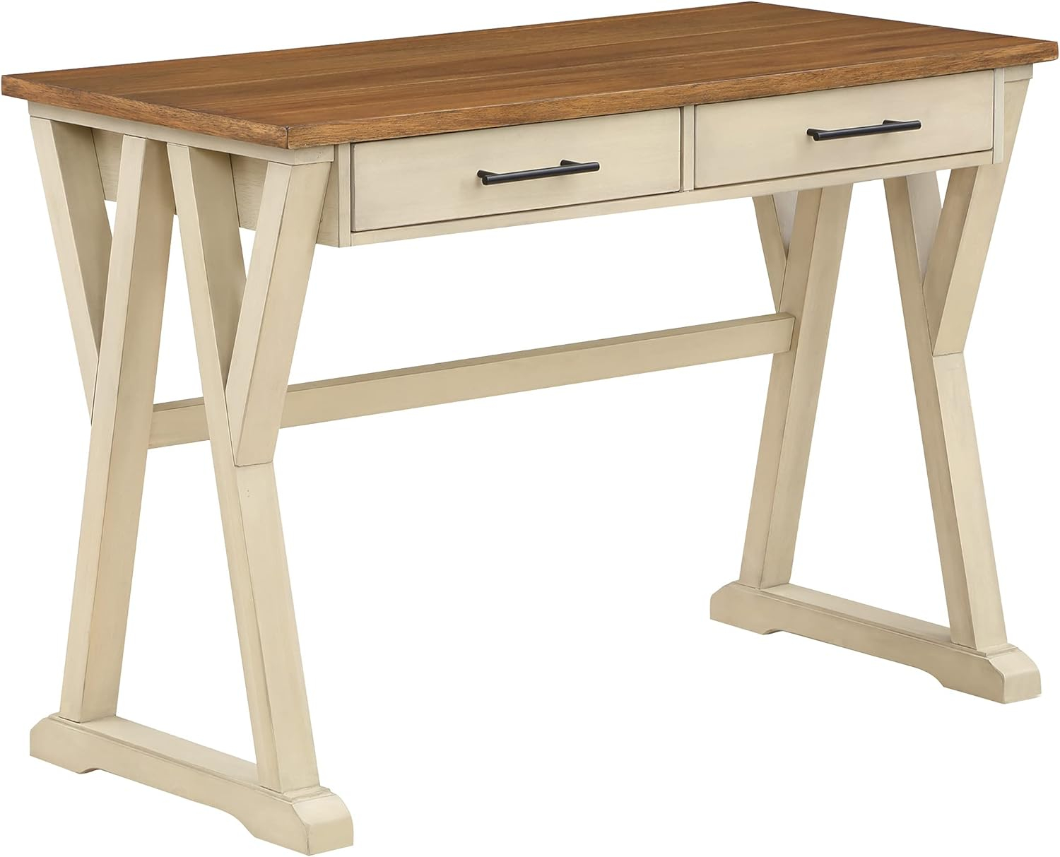 Jericho Rustic Writing Desk w/ Drawers  in Antique White in Engineered Wood