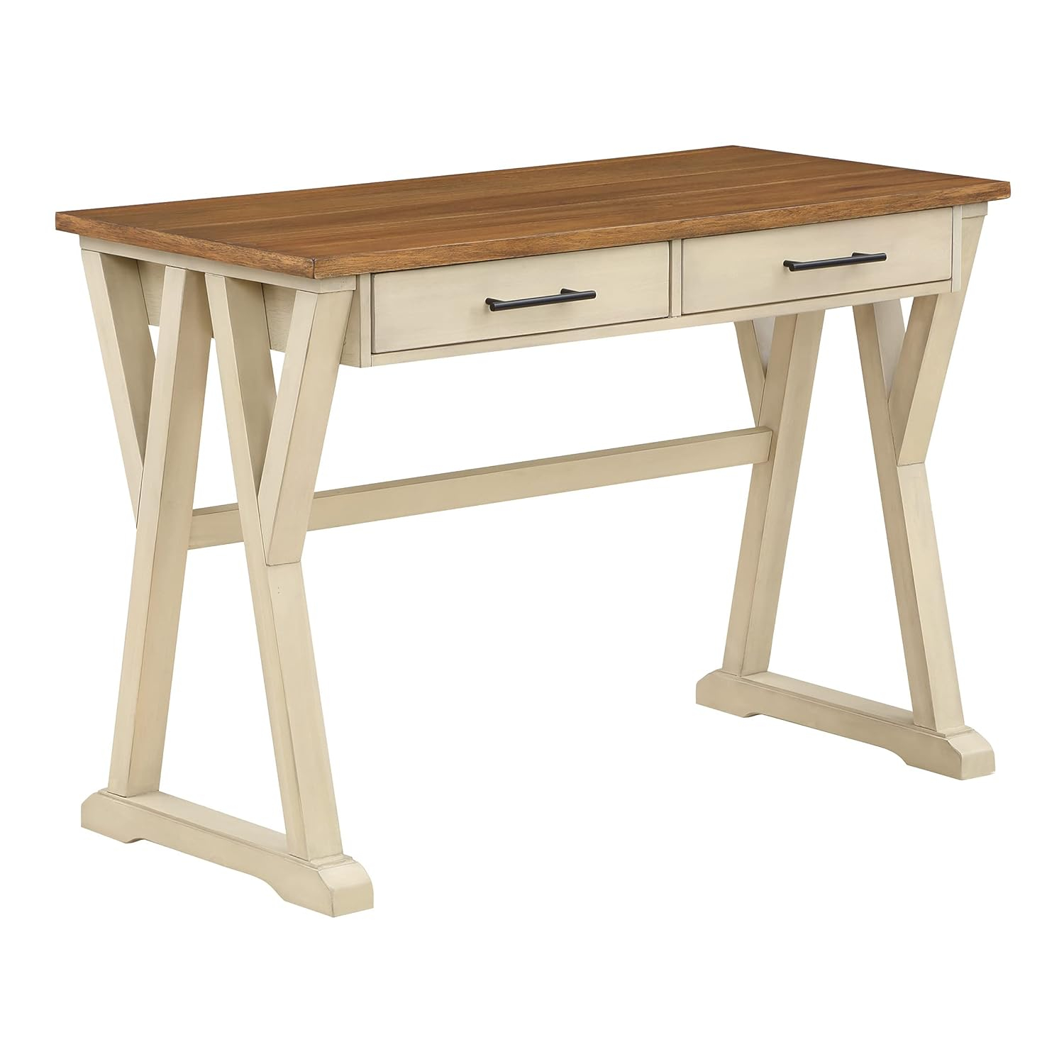 Jericho Rustic Writing Desk w/ Drawers  in Antique White in Engineered Wood