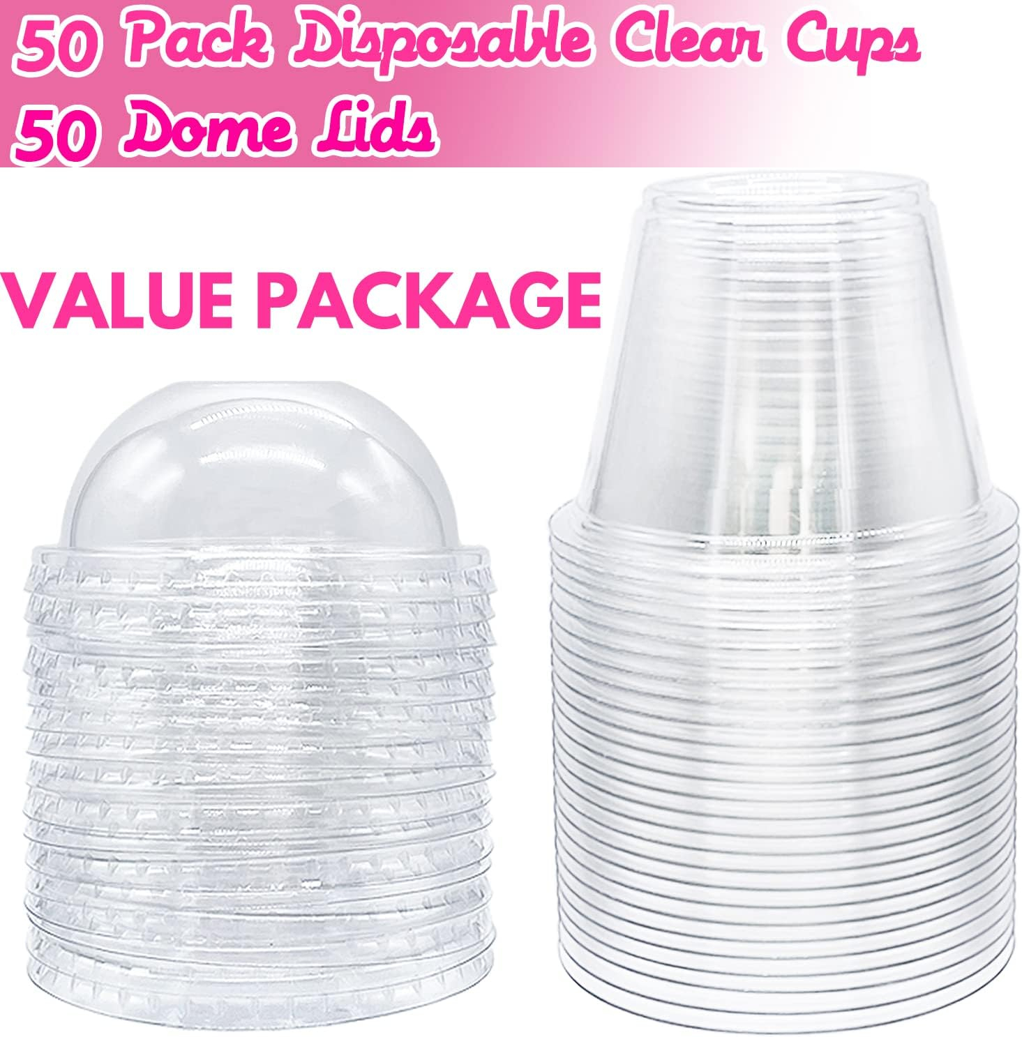 Clear Plastic Cups with Lids,6 oz-50 Pack Mini Parfait Cups with Dome Lids(No Hole),Disposable Party Dessert Cups for Cold Drinks,Fruit,Cupcake,Ice Cream,Snack,Candy