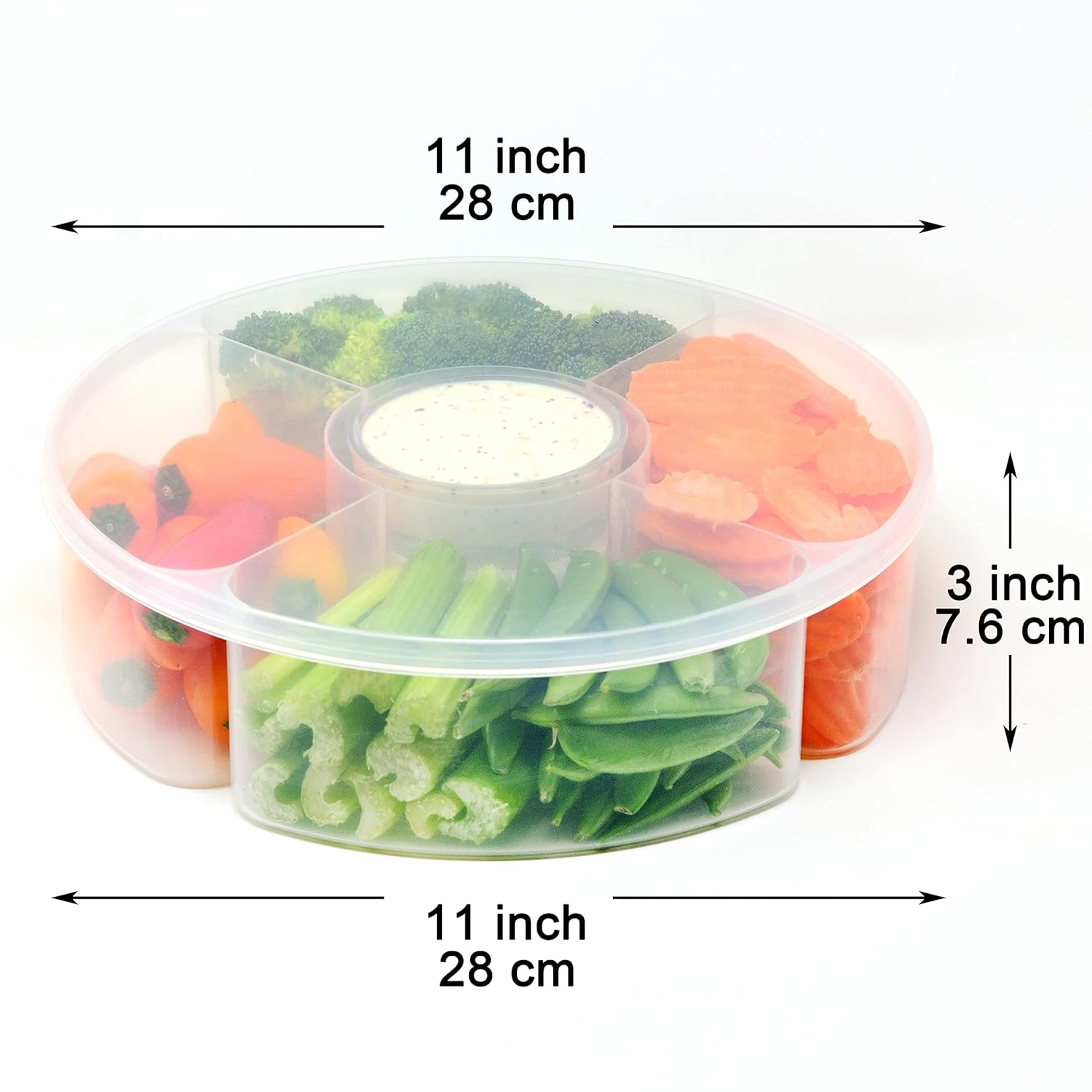 Youngever Plastic Food Platter, 5 Compartment Food Serving Container, Candy and Nut Serving Container, Appetizer Serving Tray with Lid