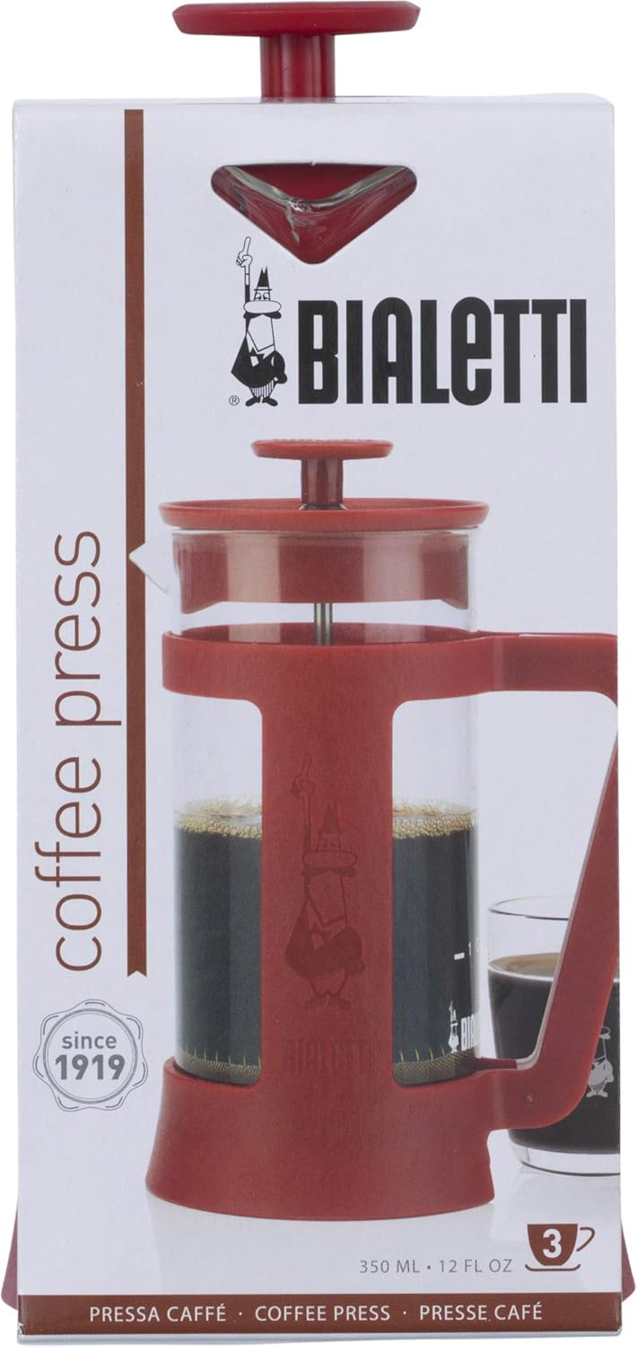 GoodCook Coffee Press Stainless Steel Plunger and Heat Resistant Removable Borosilicate Glass, Red