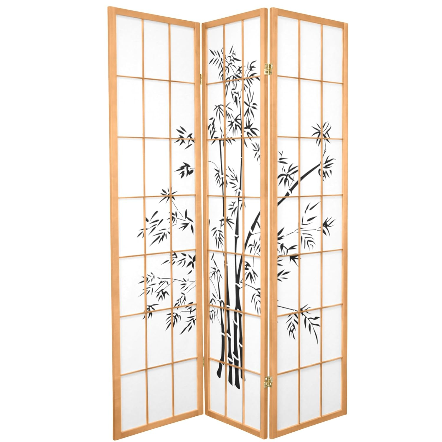 Oriental Furniture 6 Ft Tall Lucky Bamboo Room Divider, 3 panel, natural color, traditional