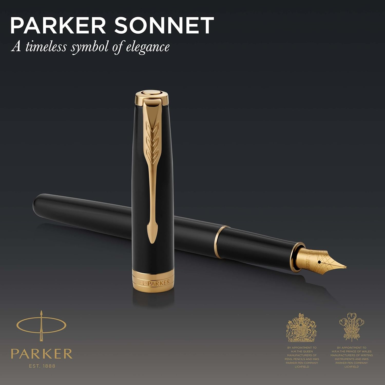 Parker Sonnet Black Lacquer GT Fountain Pen - Medium