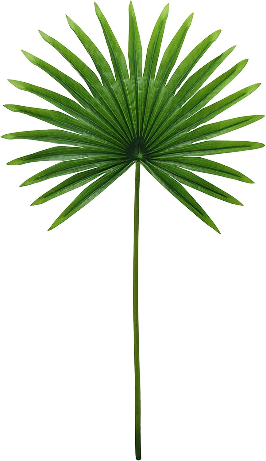 Set of 3 Green Plastic Artificial Palm Leaf Stems, 32 inches