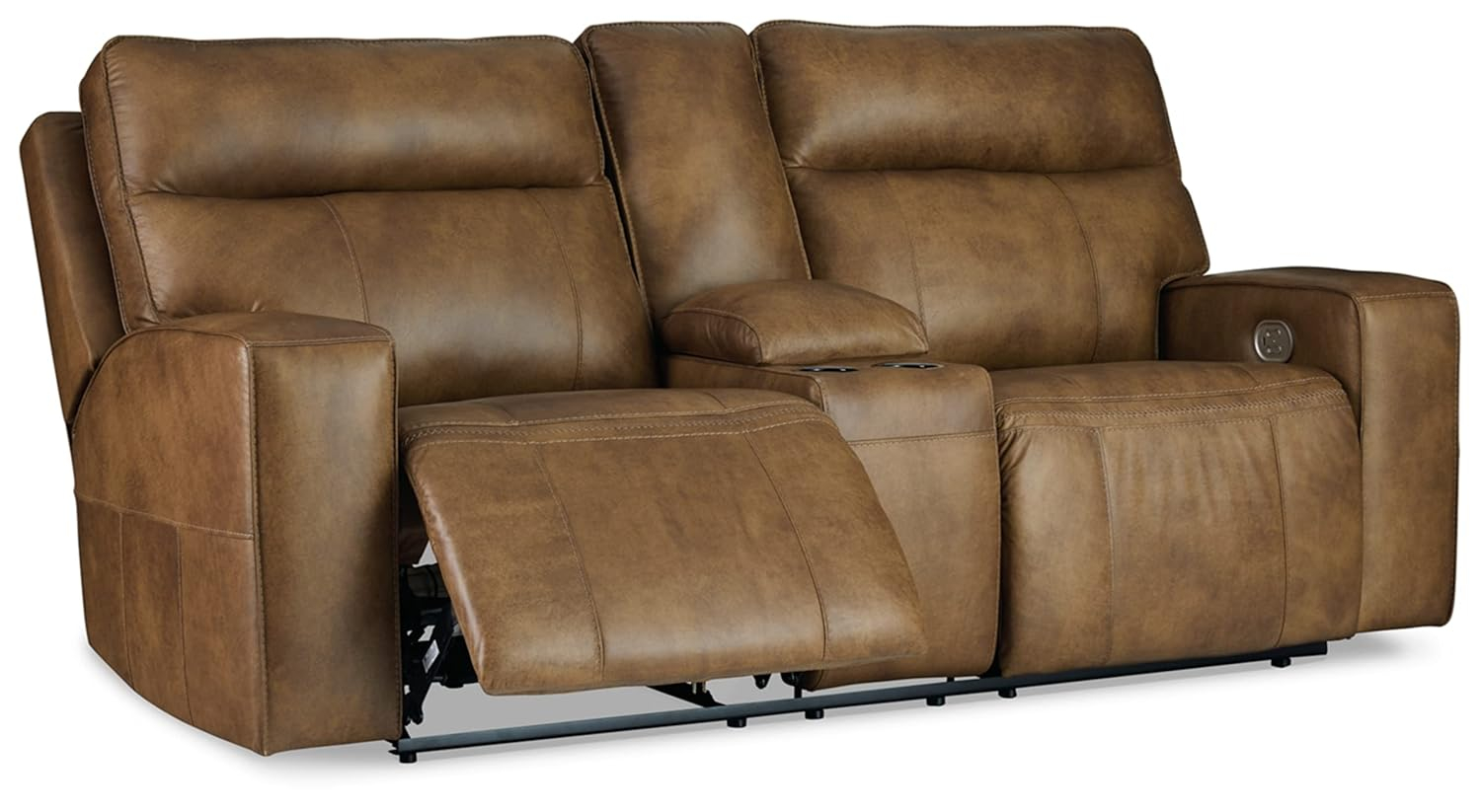 Roman 102'' Smoke Gray Faux Leather Power Reclining Sofa