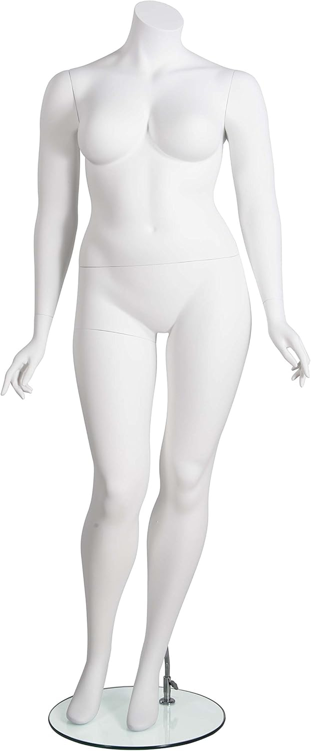 Amber Plus-Size Headless Mannequin with Matte White Finish