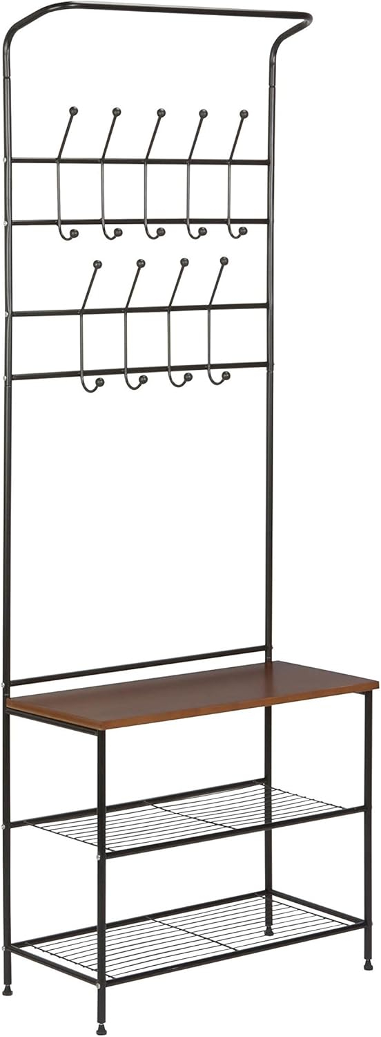 Honey-Can-Do Entryway Storage Valet, 25.75" L x 12.25" W x 70.25" H, Black