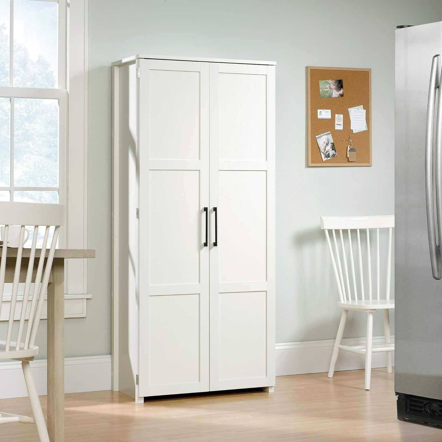 Sauder HomePlus 69" Tall 4-Shelf Wood Storage Cabinet, White Finish