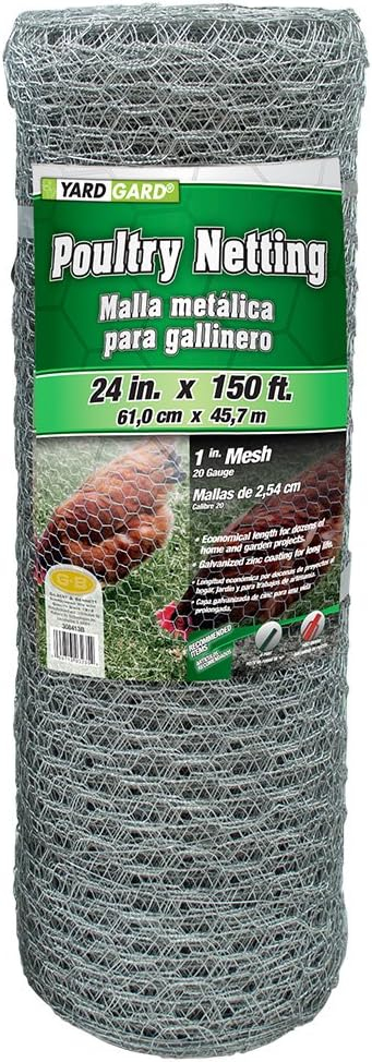 YardGard Silver Galvanized Steel 24" x 150' Chicken Wire Fencing