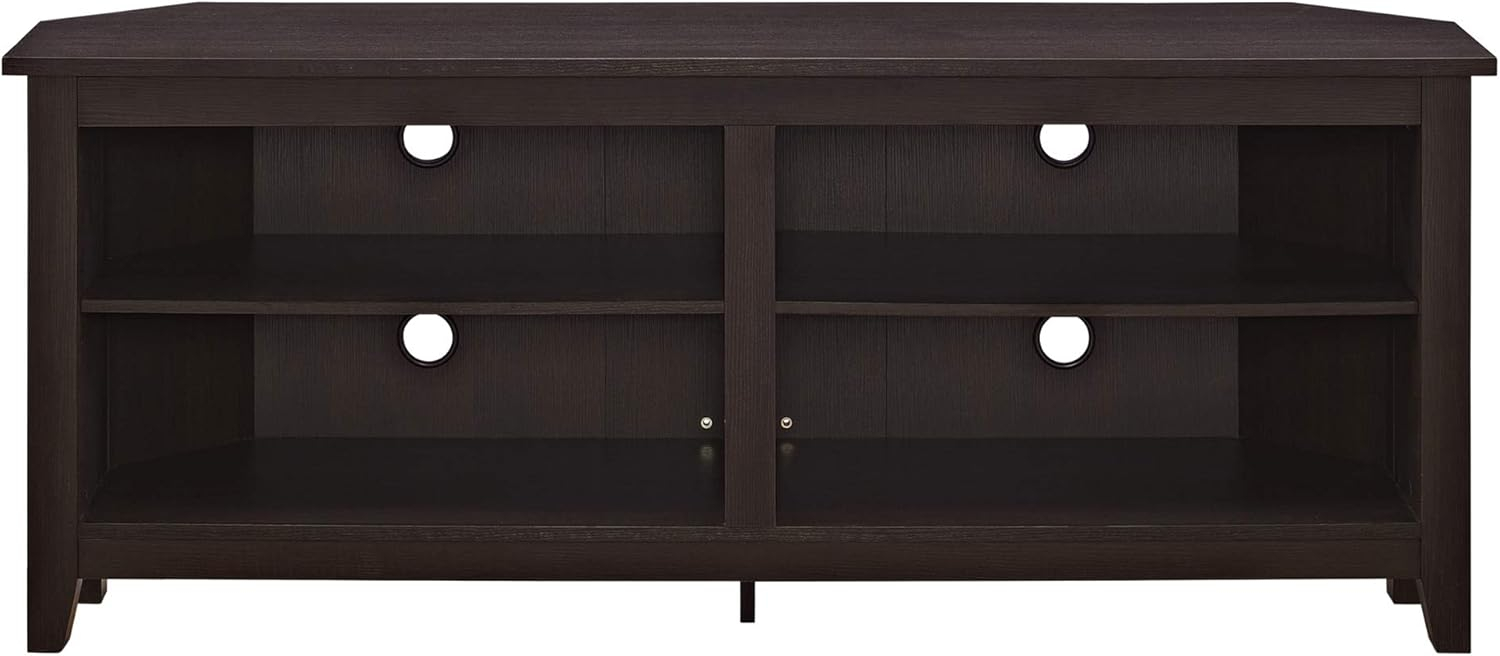 58" Transitional MDF Corner TV Stand - Espresso
