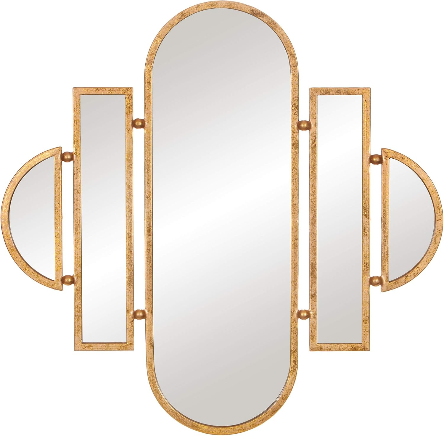 Patton Wall Decor 30x31 Antique Gold Geometric Oval Vanity Wall Mirror