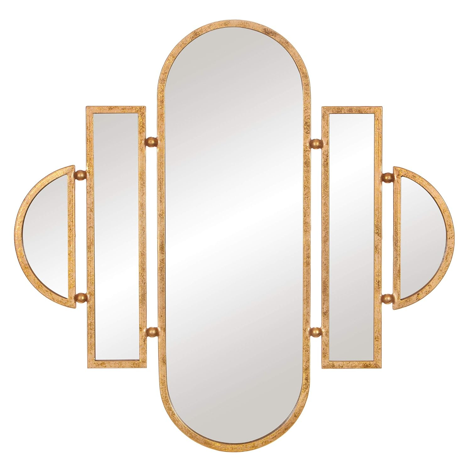 Patton Wall Decor 30x31 Antique Gold Geometric Oval Vanity Wall Mirror