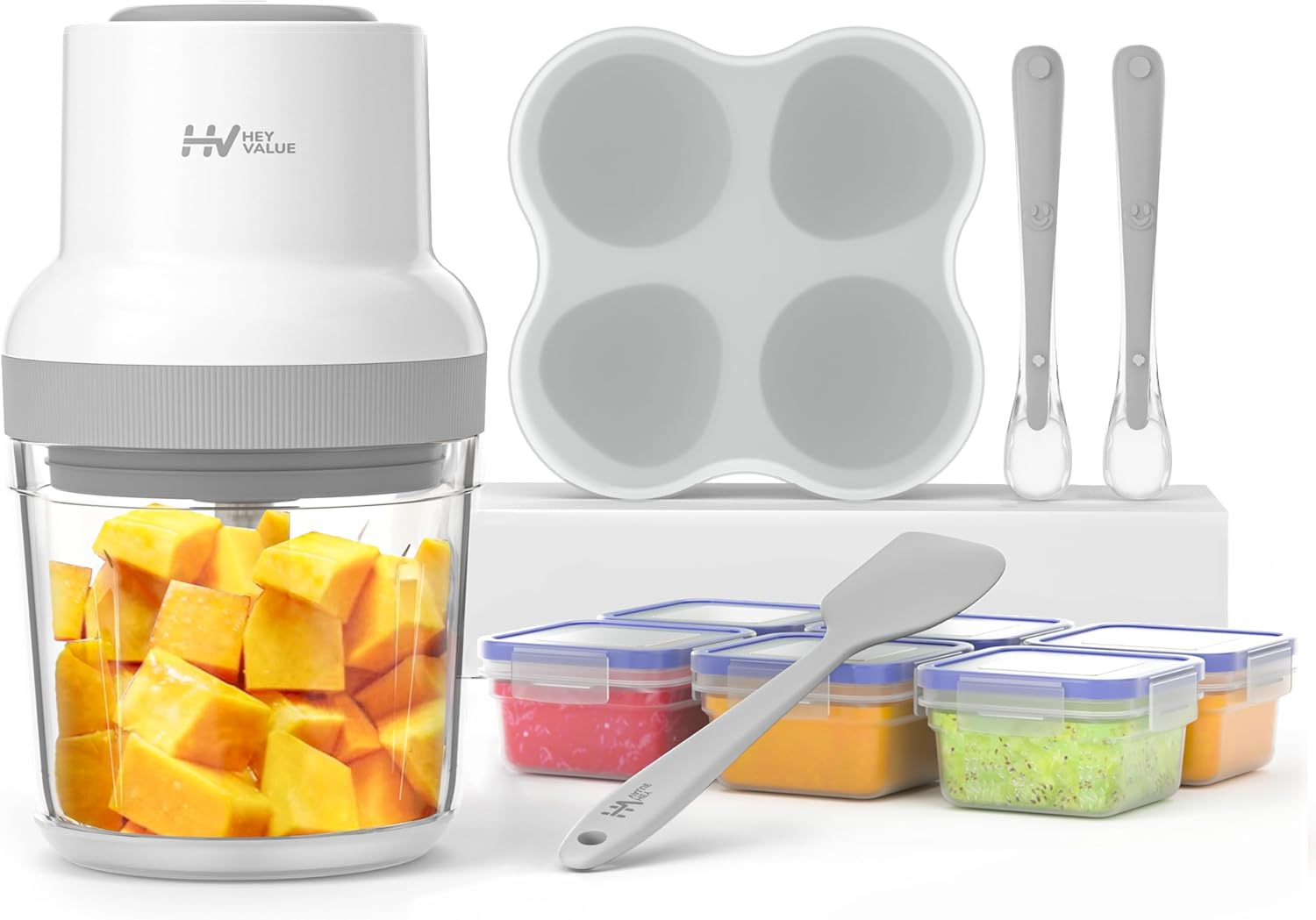 HEYVALUE Gray 13-in-1 Baby Food Processor Set with Stainless Steel Blades