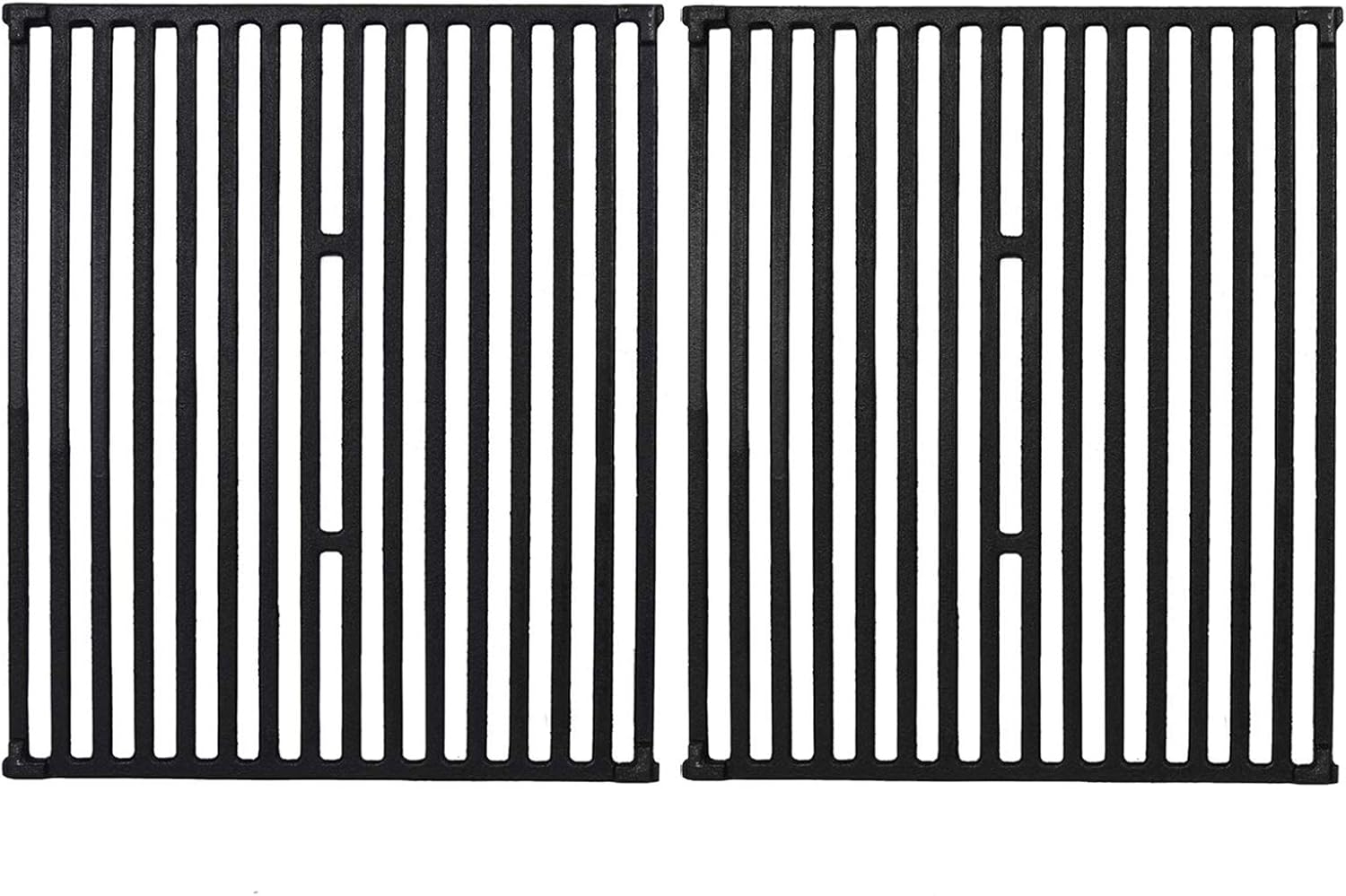 GGC 15 Inch Grill Grates Replacement for Broil King 9453-54, 9453-57, 9453-64, 9865-54, 9453-67, Broil-Mate, Silver Chef, Sterling Gas Grill, 2 PCS Cast Iron Cooking Grid Grates (15" x 12 3/4" Each)