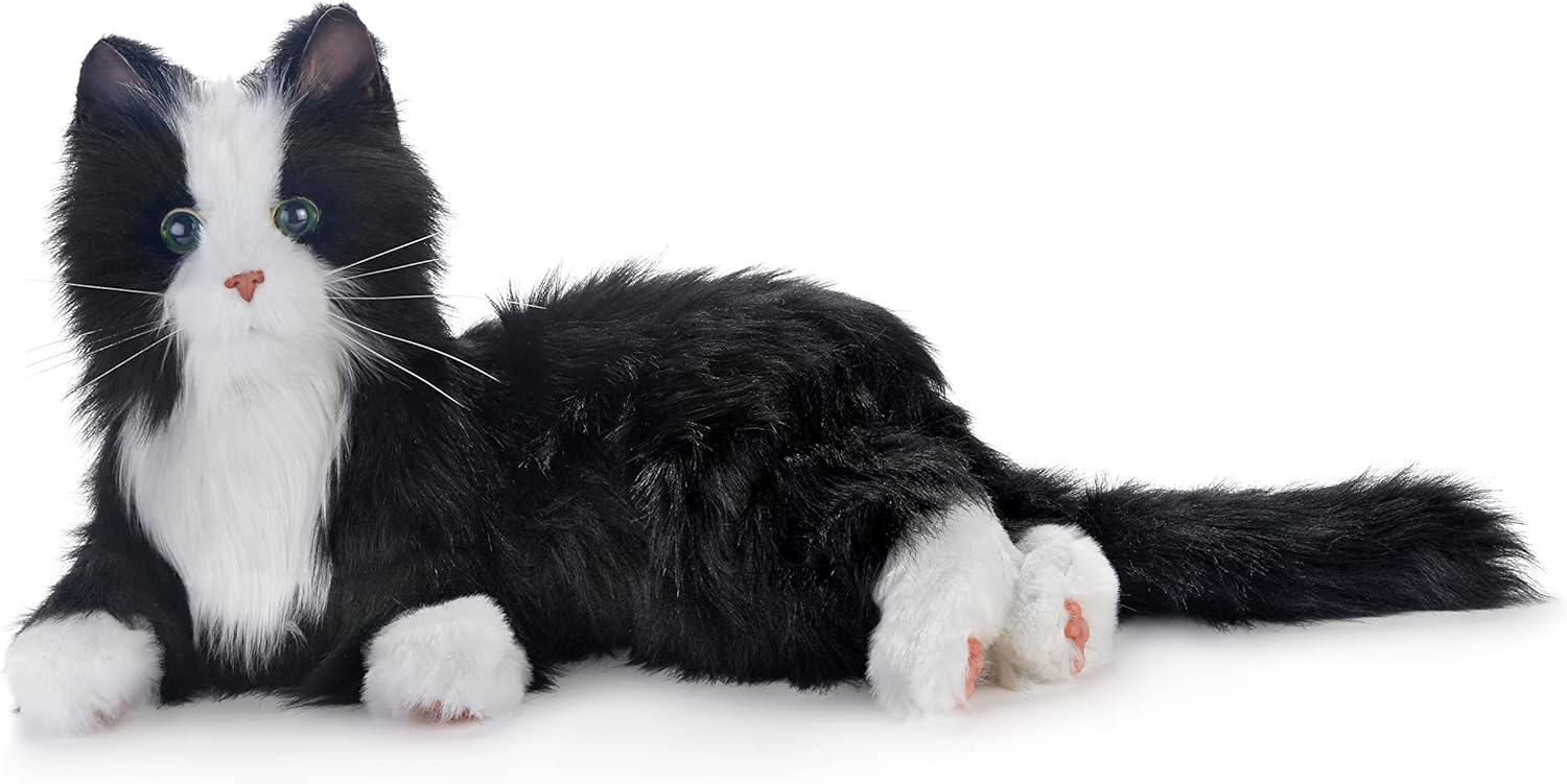 Joy For All Black and White Tuxedo Cat Robot Companion for Age Related Memory Loss and Caregivers by Ageless Innovation