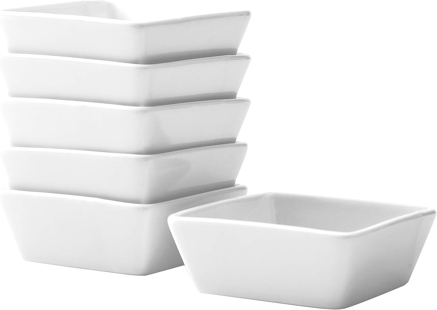Bruntmor Black Ceramic Square Baking Ramekins For Soufflé, Crème Brulee, Jams, Dipping Sauces, French Onion Soup Oven Safe, Appetizer Sauce Dipping Bowls, (4 Oz, Set Of 6)