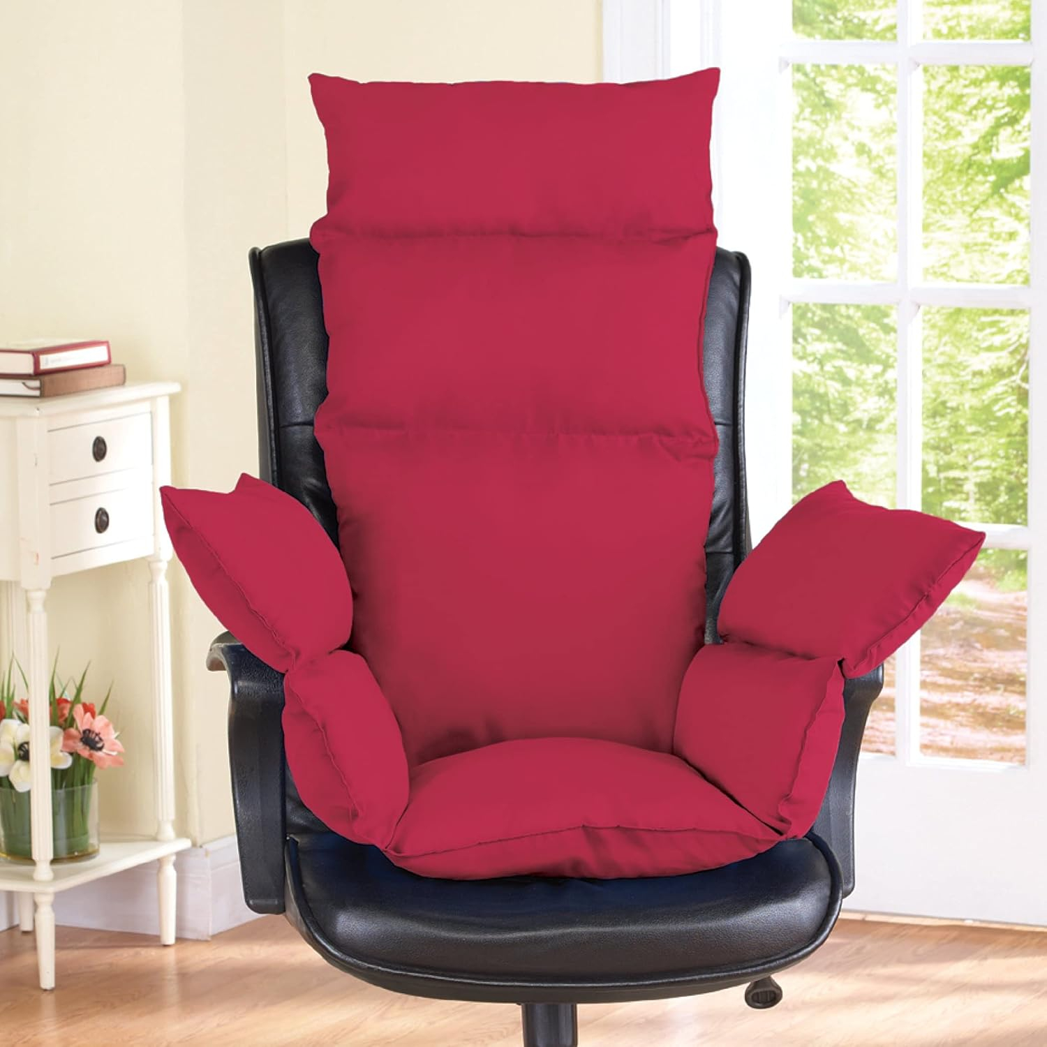 Collections Etc Extra Support Cozy Chair Cushion, Burgundy