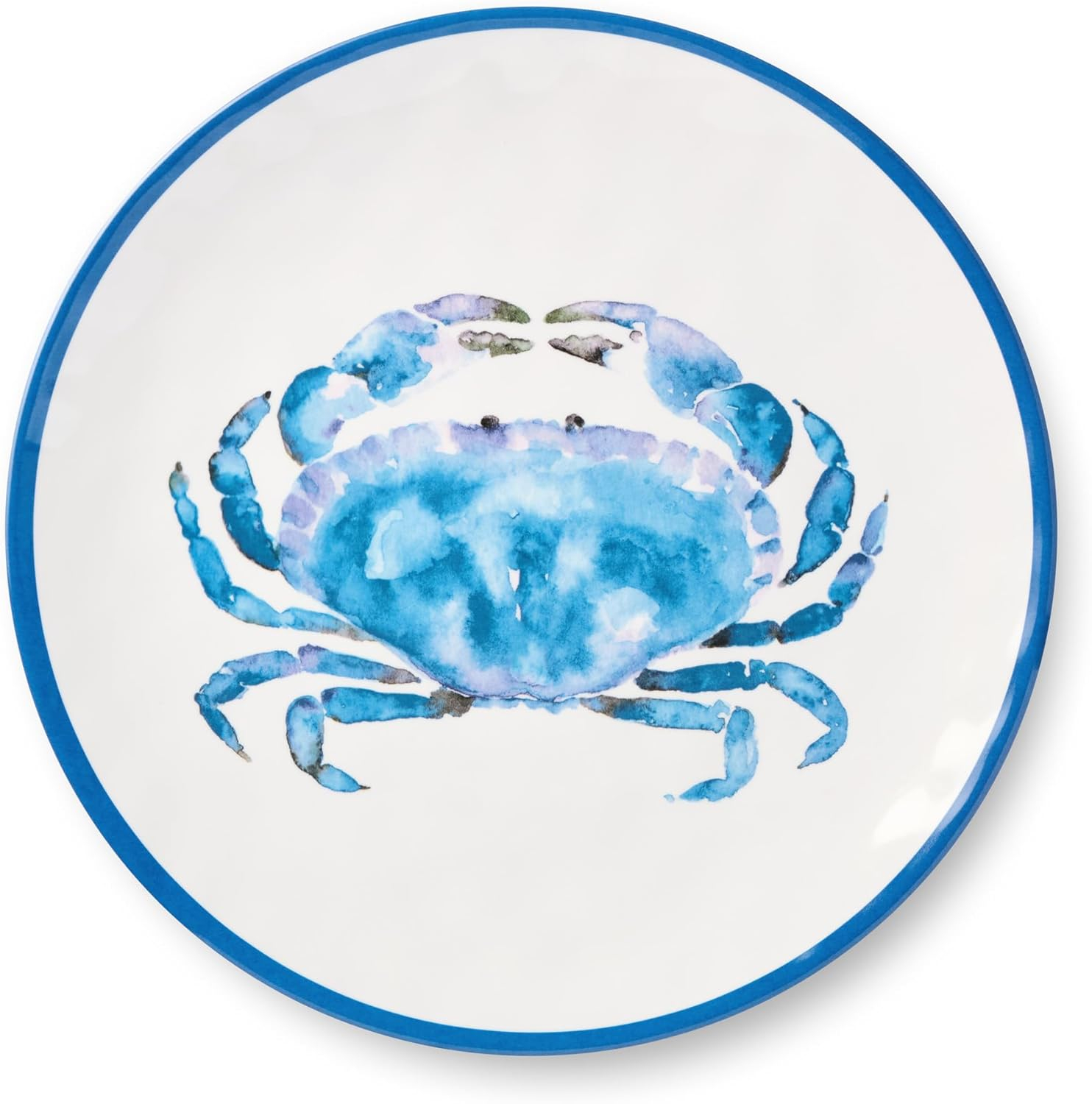 Blue Crab Melamine 11-Inch Dinner Plates Set for Coastal Dining